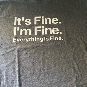 Dark Gray T-Shirt with White Text Sz L